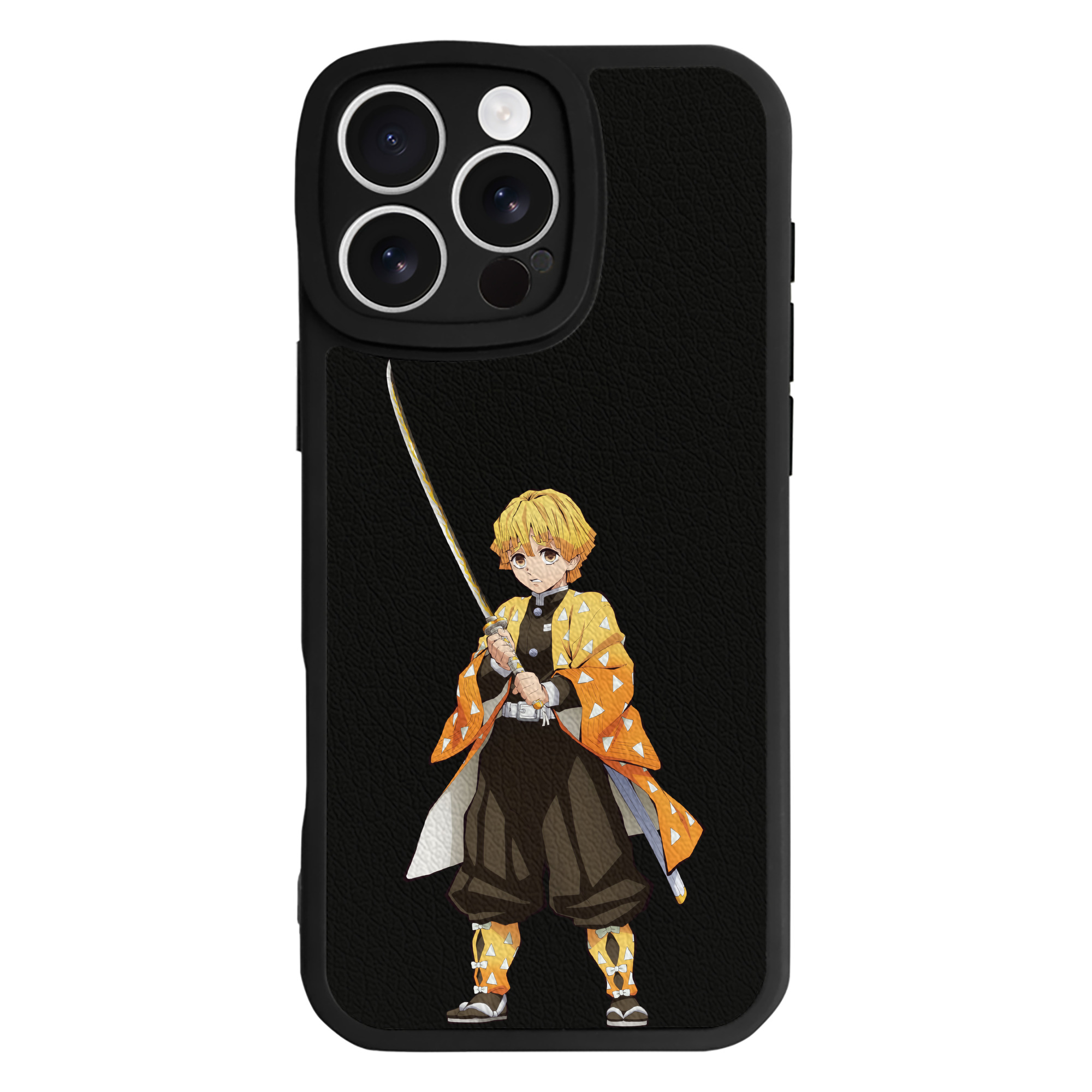 （画像用） 鬼滅の刃（きめつのやいば）我妻 善逸／あがつま ぜんいつ Agatsuma Zenitsu 【iPhone 16シリーズ対応】シリコンスマホケース（レザー調） 材質：シリコン